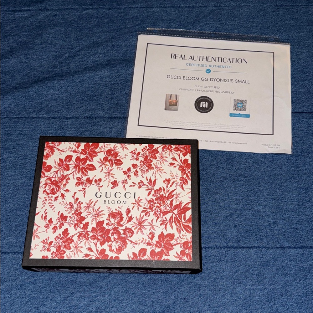Gucci Beige and Red Floral Shoulder Bag, GUC, Gucci Dust Bag, Box & COA - Picture 10 of 12